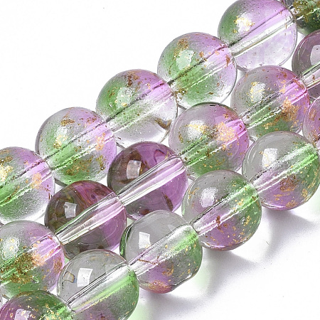 Transparent Spray Painted Glass Bead Strands GLAA-N035-03C-B01-1