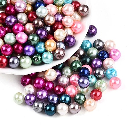 Baking Painted Pearlized Glass Pearl Beads HY-Q003-8mm-M01-1