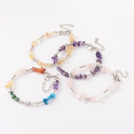 Trendy Natural & Synthetic Gemstone Beaded Anklets AJEW-AN00113-1