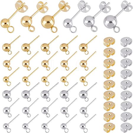 DICOSMETIC 40Pcs 4 Style 304 Stainless Steel Ear Stud Components STAS-DC0001-36-1