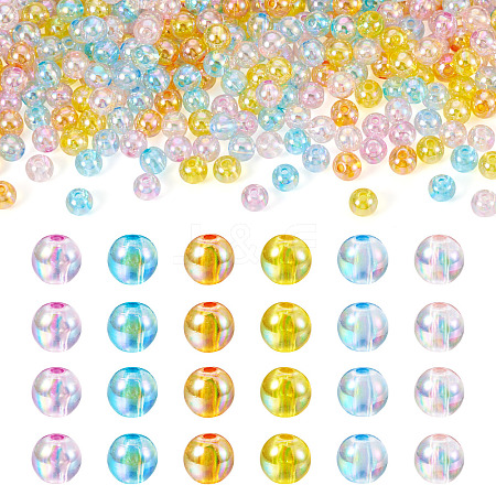 300Pcs 6 Colors Transparent Acrylic Beads MACR-TA0002-47-1