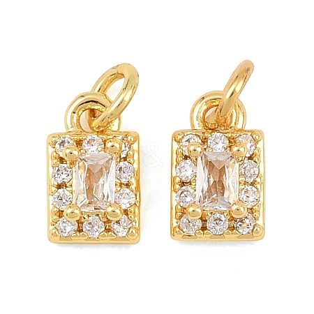 Brass Micro Pave Cubic Zirconia Charms KK-F927-21G-1