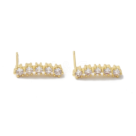 Rectangle Rack Plating Brass Cubic Zirconia Stud Earrings for Women EJEW-K245-15G-1