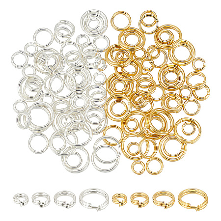 BENECREAT 120Pcs 8 Styles Brass Split Rings KK-BC0012-98-1