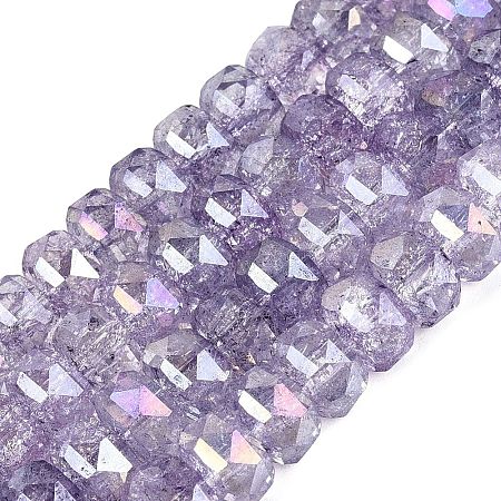 Electroplate Transparent Crackle Glass Beads Strands EGLA-Q135-01A-B07-1