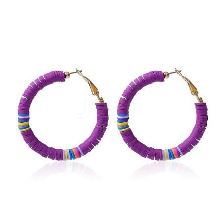 Bohemia Style Colorful Clay Beads Hoop Earrings JQ3310-1-1