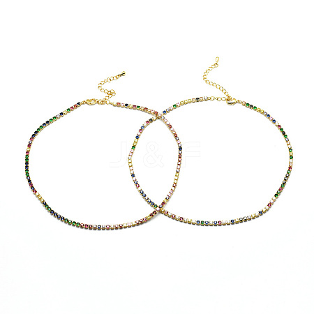 Brass Tennis Necklaces NJEW-I104-14G-1