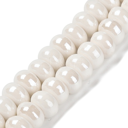 Glazed Porcelain Rondelle Beads PORC-Q001-01K-1