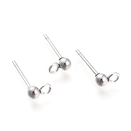 Non-Tarnish 304 Stainless Steel Ball Stud Earring Findings STAS-M274-009-P-1