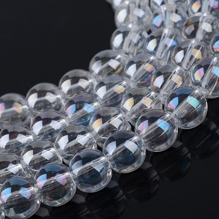 Electroplate Glass Beads Strands X-EGLA-Q062-10mm-A09-1