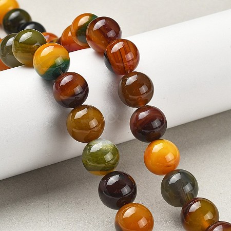 Natural Multi-Color Agate Beads Strands G-A261-B05-14mm-1