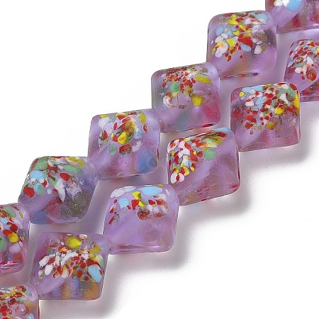 Frosted Handmade Lampwork Beads Strands LAMP-A010-01B-1