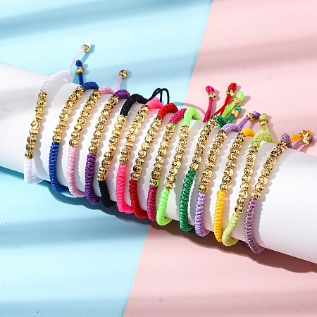 Polyester Cord Braided Bead Bracelets for Women BJEW-L698-01G-1