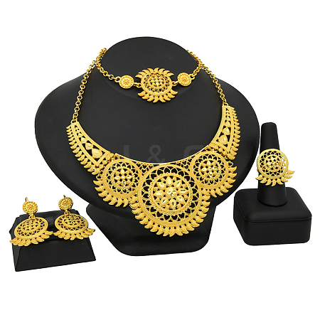 Alloy Pendant Necklaces & Stud Dangle Earrings & Rings & Link Bracelets Sets WG80561-05-1