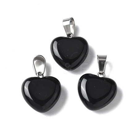 Natural Black Agate Pendants X-G-I311-A16-01-1