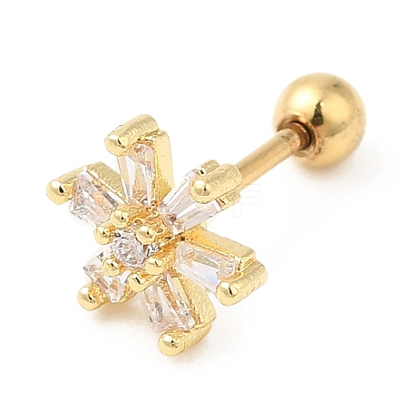 Brass Micro Pave Clear Cubic Zirconia Stud Earrings LS-EJEW-L265-08G-1