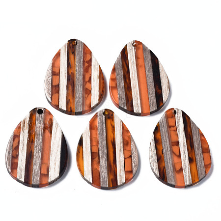 Stripe Resin & Walnut Wood Pendants RESI-N025-015A-D02-1