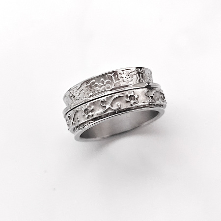 Retro Rotatable 304 Stainless Steel Finger Rings FS-WG84C22-50-1