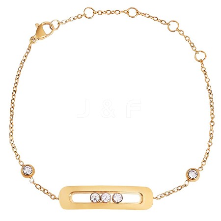 430 Stainless Steel Cubic Zirconia Oval Link Bracelets JB733A-1