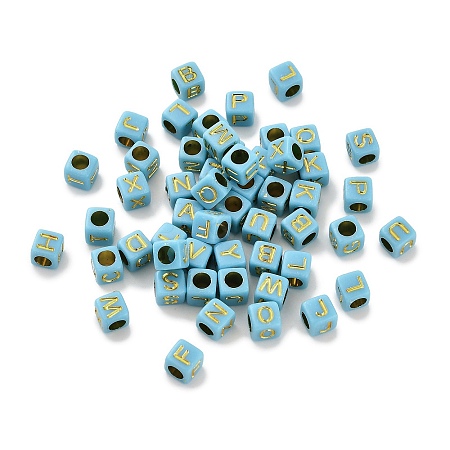 Opaque Acrylic Beads OACR-H046-01G-1