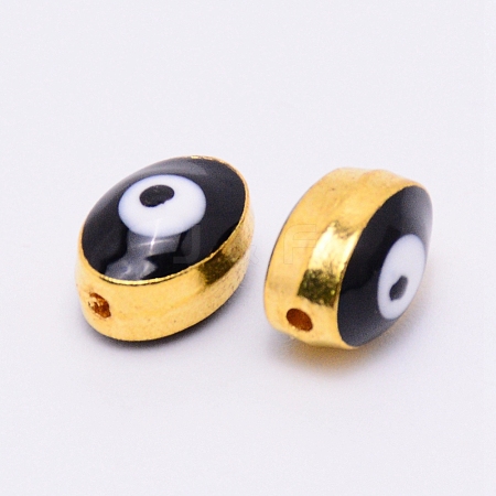 Double-Sided Enamel Alloy Beads ENAM-WH0049-40G-05-RS-1