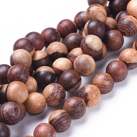 Natural Wood Beads Strands WOOD-F008-04-D-1