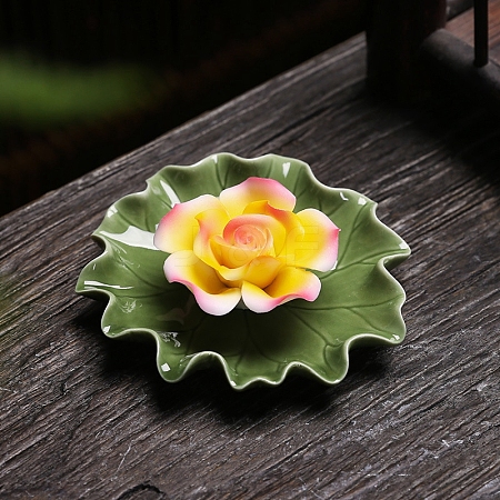 Lotus Leaf & Lotus Flower Porcelain Incense Burners PW-WG78E79-01-1