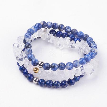 Natural Mixed Gemstone Stretch Bracelets BJEW-JB03365-03-1