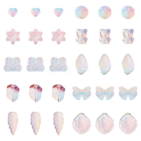64Pcs Gradient Color Transparent Glass Beads GLAA-TA0003-48F-1