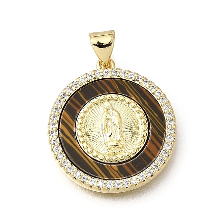 Easter Brass Clear Cubic Zirconia & Acrylic Pendants KK-G602-06G-03-1