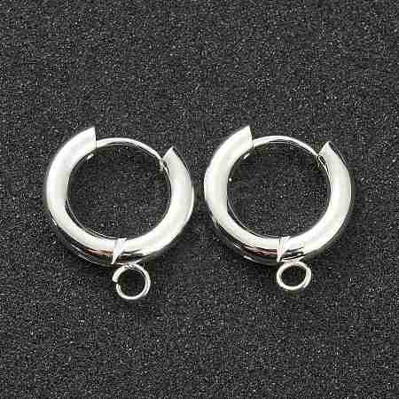 201 Stainless Steel Huggie Hoop Earring Findings STAS-P283-01E-S-1