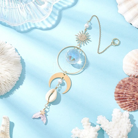 Fishtail Glass Hanging Ornaments HJEW-JM03173-1
