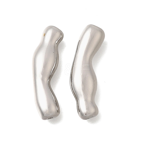 Brass Wavy Curved Tube Beads KK-N289-11P-1