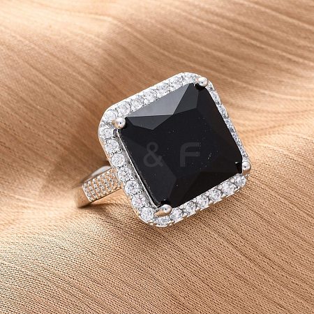 Brass Micro Pave Clear Cubic Zirconia Cuff Rings for Women RJEW-A062-04P-1