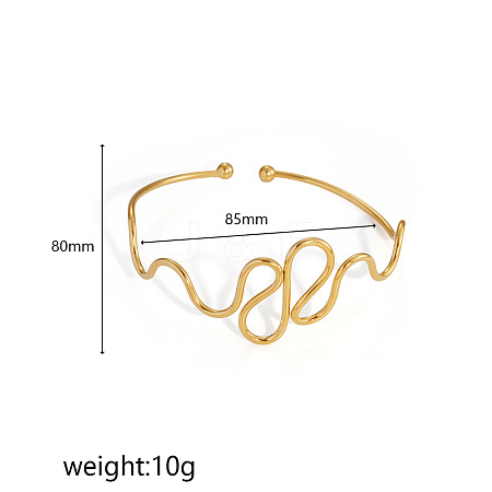 304 Stainless Steel Spiral Geometric Upper Arm Cuff Bangles for Women WGCF51B-03-1