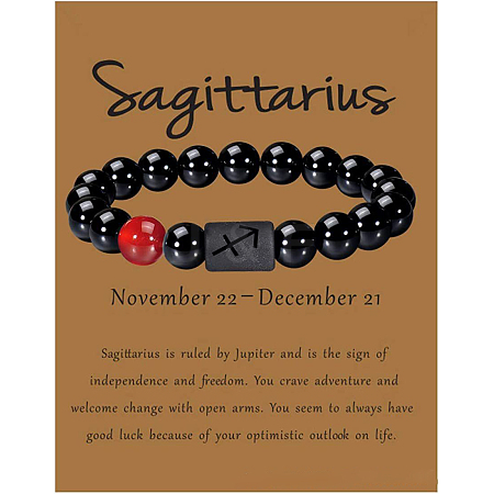 12 Constellation Natural Round Carnelian Beads Stretch Bracelets WGD22B0-01-1