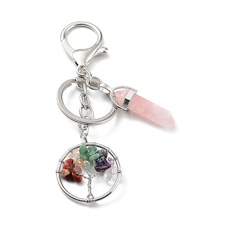 Natural Rose Quartz Keychain KEYC-M022-03C-1