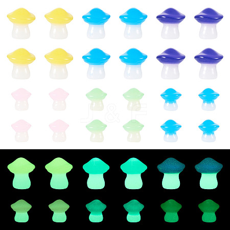 30Pcs 2 Styles Luminous Resin Mushroom Ornament RESI-TA0004-04B-1