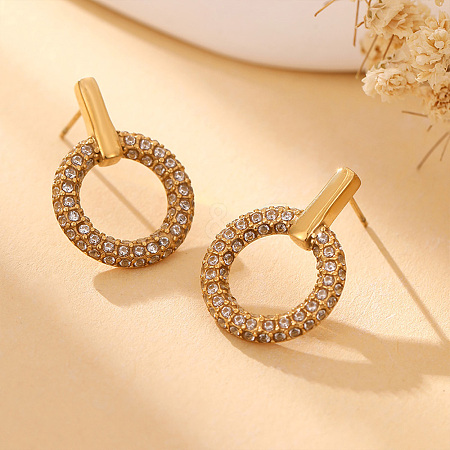 Elegant Stainless Steel Ring Stud Earrings HZ4967-1