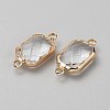 Brass Pave Clear Glass Connector Charms LS-FIND-WH0202-01-2