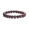 Natural Mahogany Obsidian Round Beaded Stretch Bracelet BJEW-JB07905-01-1