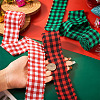 3 Rolls 3 Colors Tartan Cotton Linen Frayed Ribbon OCOR-TAC0035-11A-6