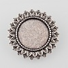 Vintage Alloy Flower Brooch Cabochon Bezel Settings PALLOY-O038-21AS-2