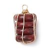 Natural Red Rainbow Jasper/Natural Tiger Eye/Natural Unakite/Natural Blue Spot Jasper/Opalite Copper Wire Wrapped Column Pendants PALLOY-JF02974-3