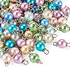 90Pcs 9 Colors Pearlized Glass Pearl Connector Charms PALLOY-TA0002-49A-11