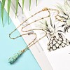 Double Pointed Synthetic Turquoise Pendant Necklace NJEW-JN03720-01-2