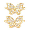 Brass Micro Pave Clear Cubic Zirconia Connector Charms CU-CBA908F-04G-04-1