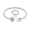 Heart Clover Brass Micro Pave Cubic Zirconia Cuff Bangles & Rings Sets for Women SJEW-R002-02P-02-4