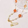 Natural Carnelian Faceted Flat Round Beaded Chain Necklaces with Matte Brass Beads GG-CBA37F5-01G-06-2