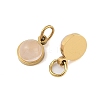Natural Rose Quartz Half Round Charms with Jump Ring STAS-A097-05G-15-2